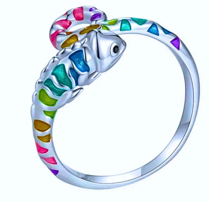 S925 Sterling Silver "Chameleon" Adjustable Epoxy Resin Ring by Calenbi