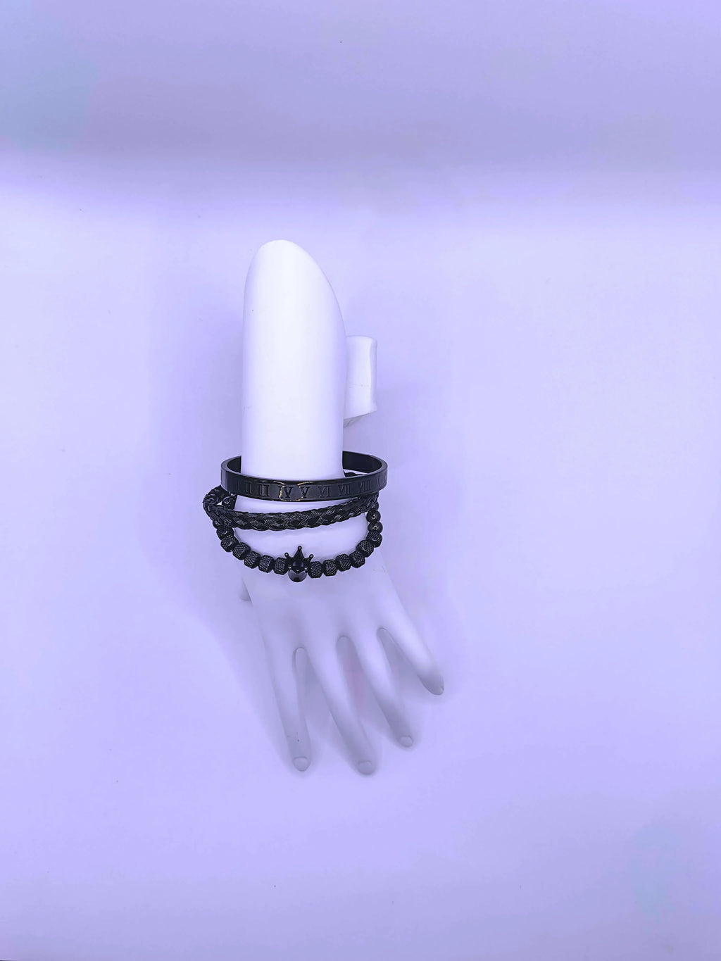 Unisex Black Triple Stainless Steel Bracelet Calenbi