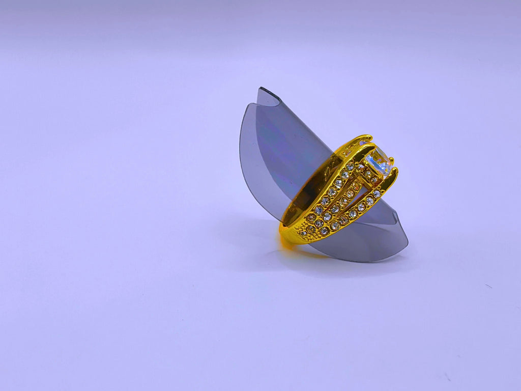 Modern Copper Ring with Cubic Zirconia and 14k Gold Plating by Calenbi