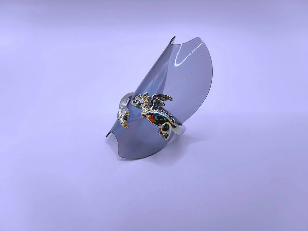 Calenbi Adjustable Silver-Plated Zinc Dragon Ring