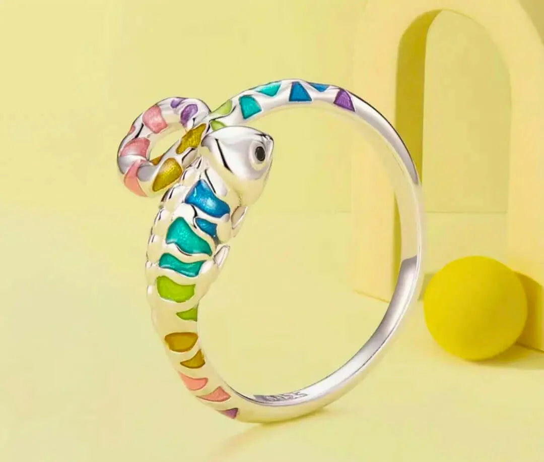 S925 Sterling Silver "Chameleon" Adjustable Epoxy Resin Ring by Calenbi
