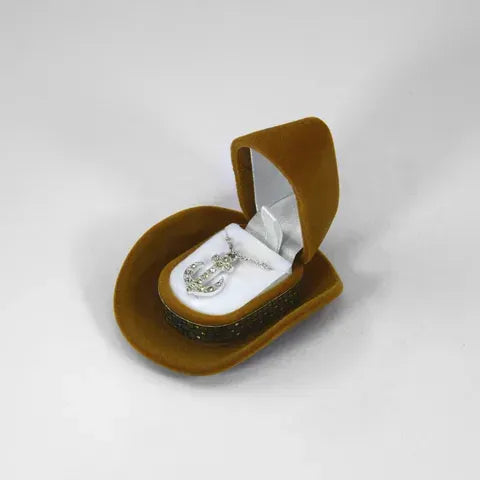 Small Jewelry Box Brown Ring Cowboy Hat Calenbi