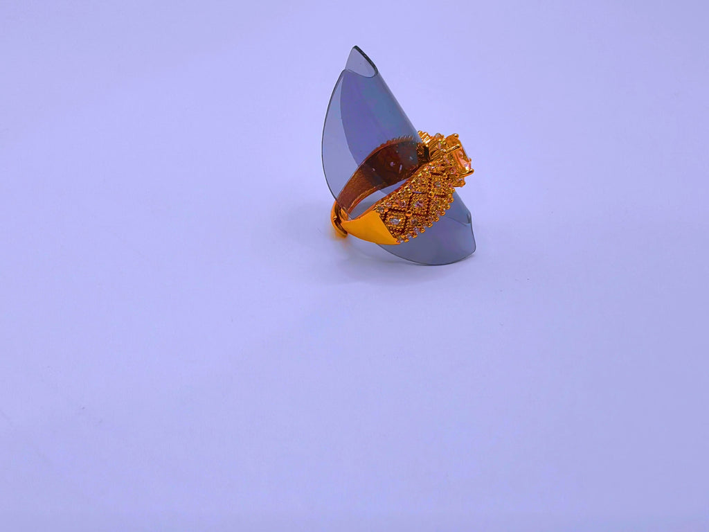 Calenbi Stainless Steel Ring with Cubic Zirconia and 14K Rose Gold Plating