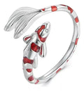 Anillo S925 Ley "Pez Koi Rojo" Ajustable Calenbi