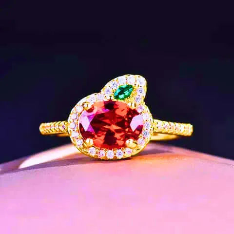 Copper Carrot Ring with Orange and Green Cubic Zirconia by Calenbi