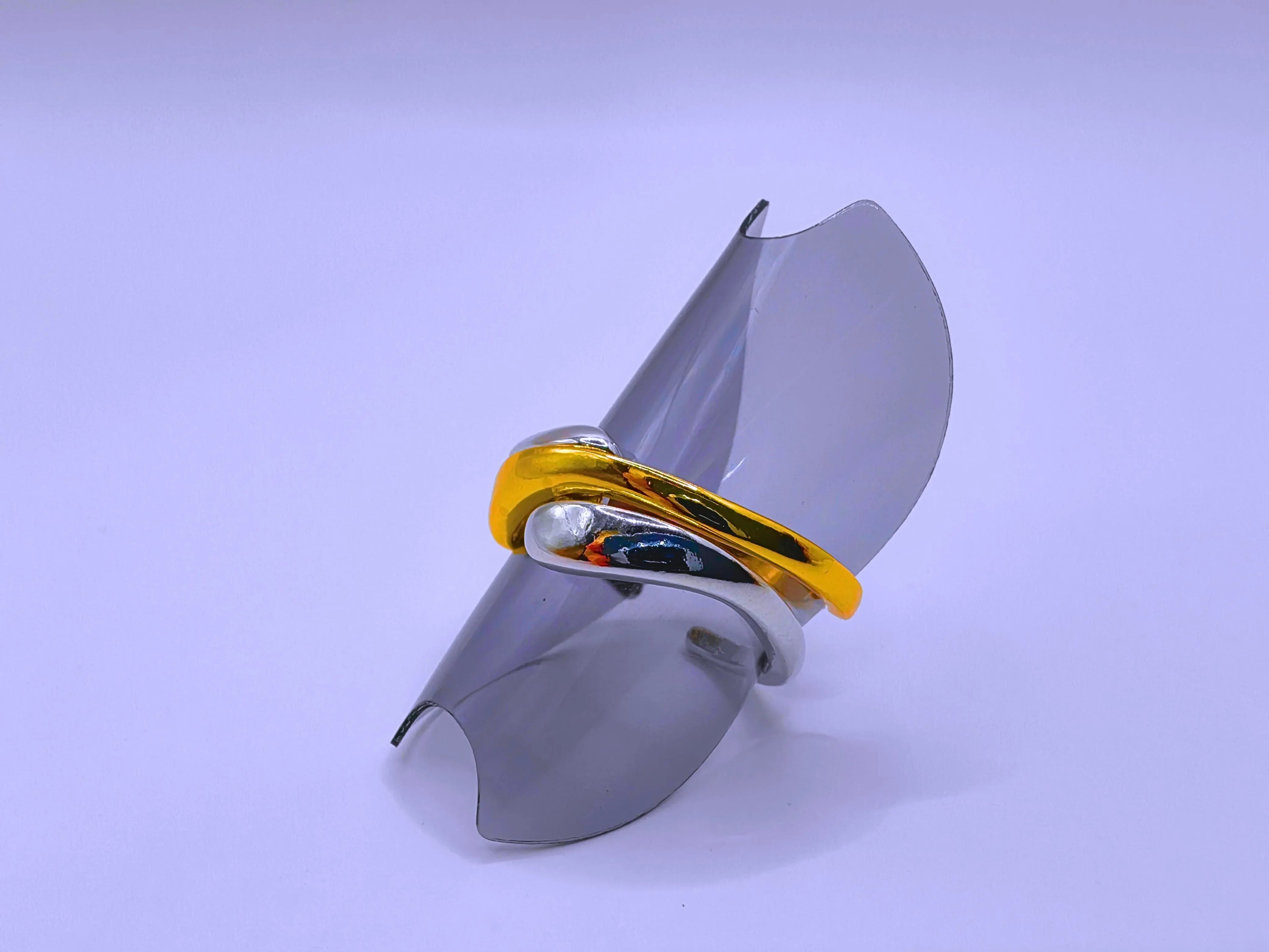 Anillo Acero Inoxidable Doble Chapa Oro 10k Calenbi