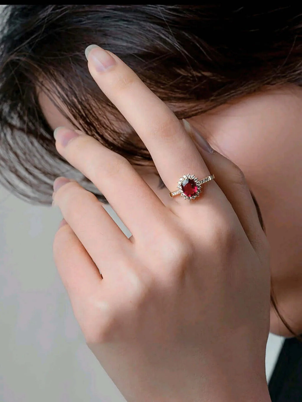 SR0043 - Anillo S925 Ley "Lujoso" Circonita Chapa Oro Rosa 10K Calenbi