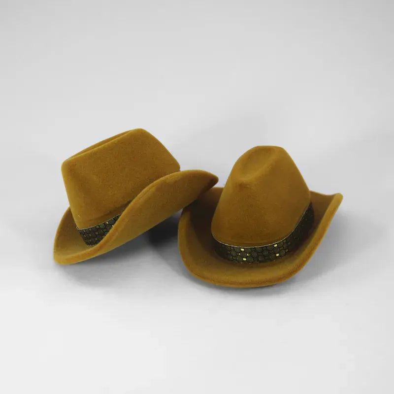 Small Jewelry Box Brown Ring Cowboy Hat Calenbi