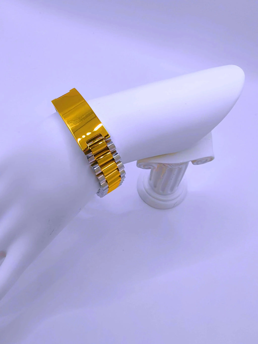 Stainless Steel Bracelet with 10k Gold Clasp, Unisex, Calenbi