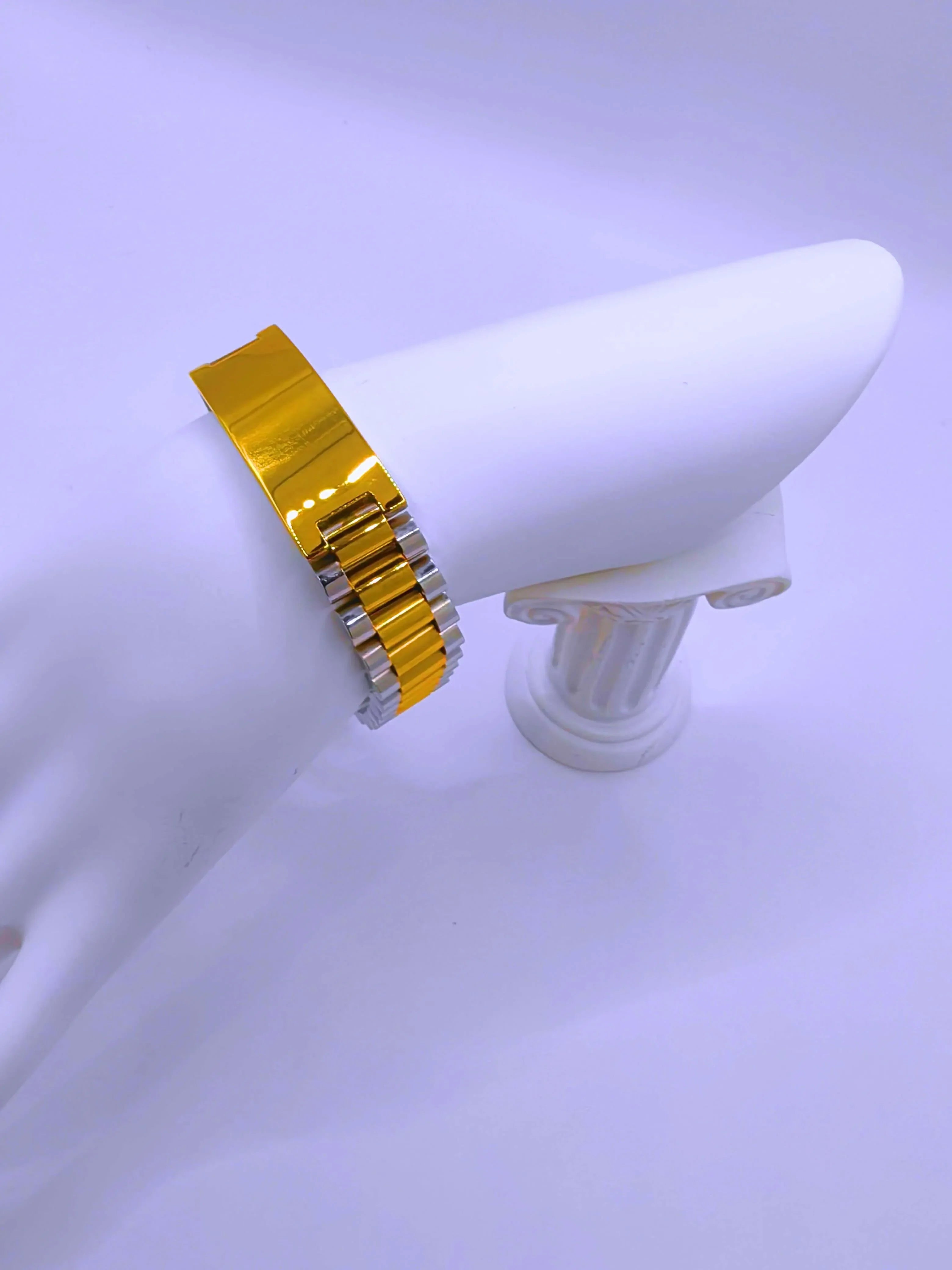 Stainless Steel Bracelet with 10k Gold Clasp, Unisex, Calenbi