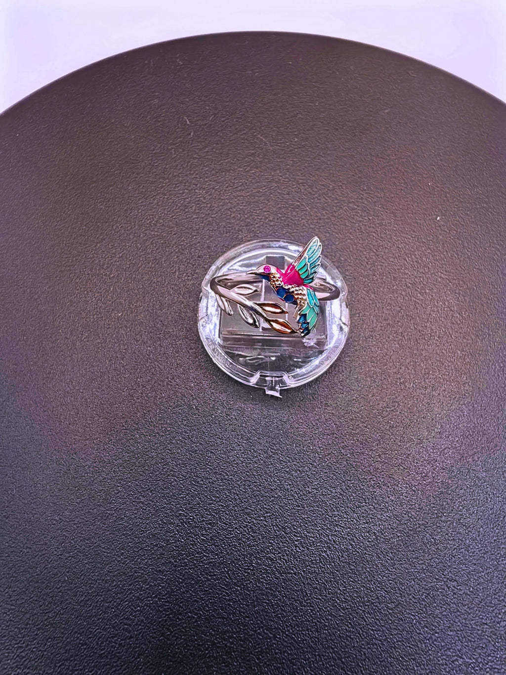 925 Sterling Silver Hummingbird Ring with Adjustable Epoxy Resin by Calenbi