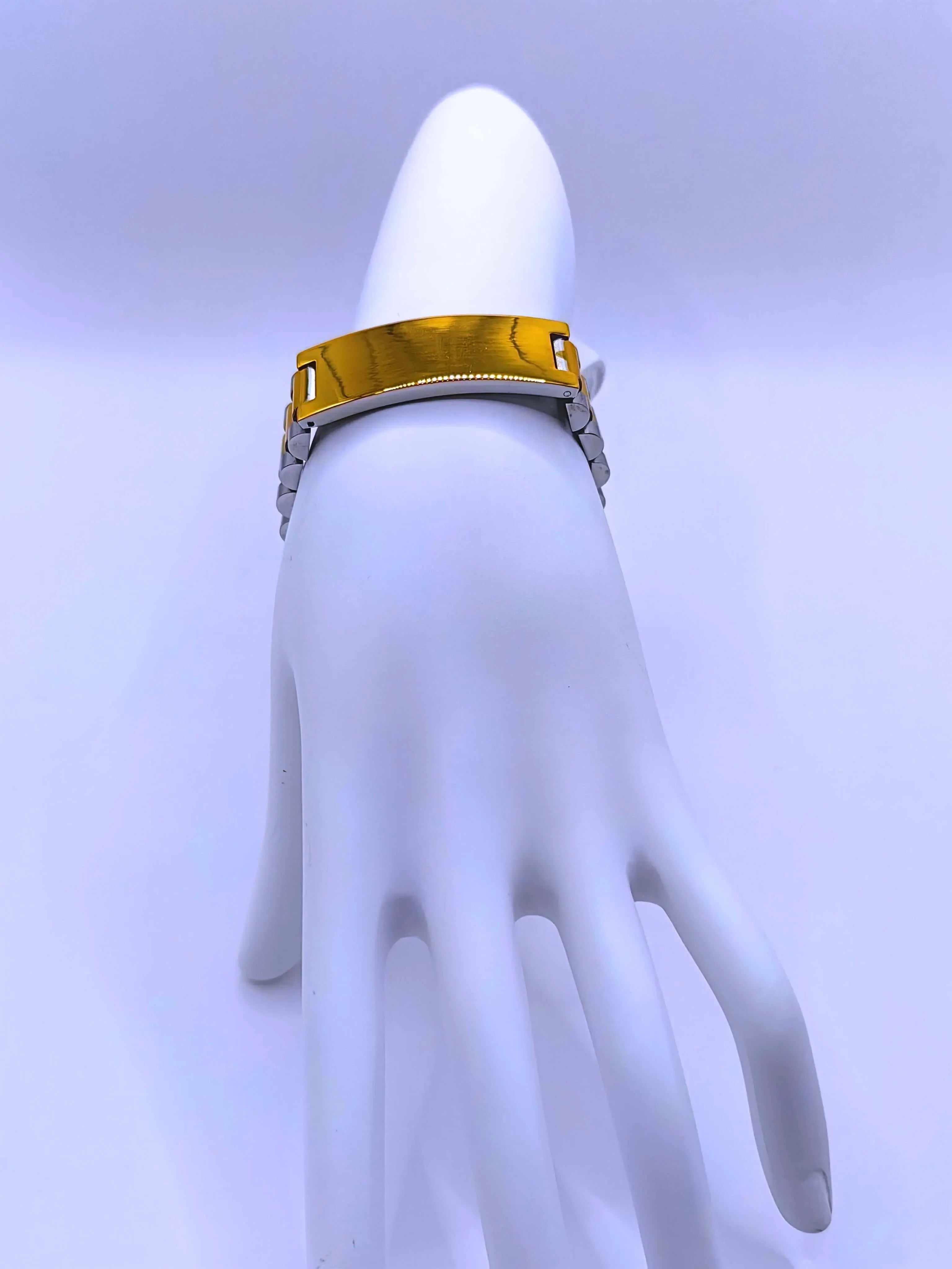 Stainless Steel Bracelet with 10k Gold Clasp, Unisex, Calenbi