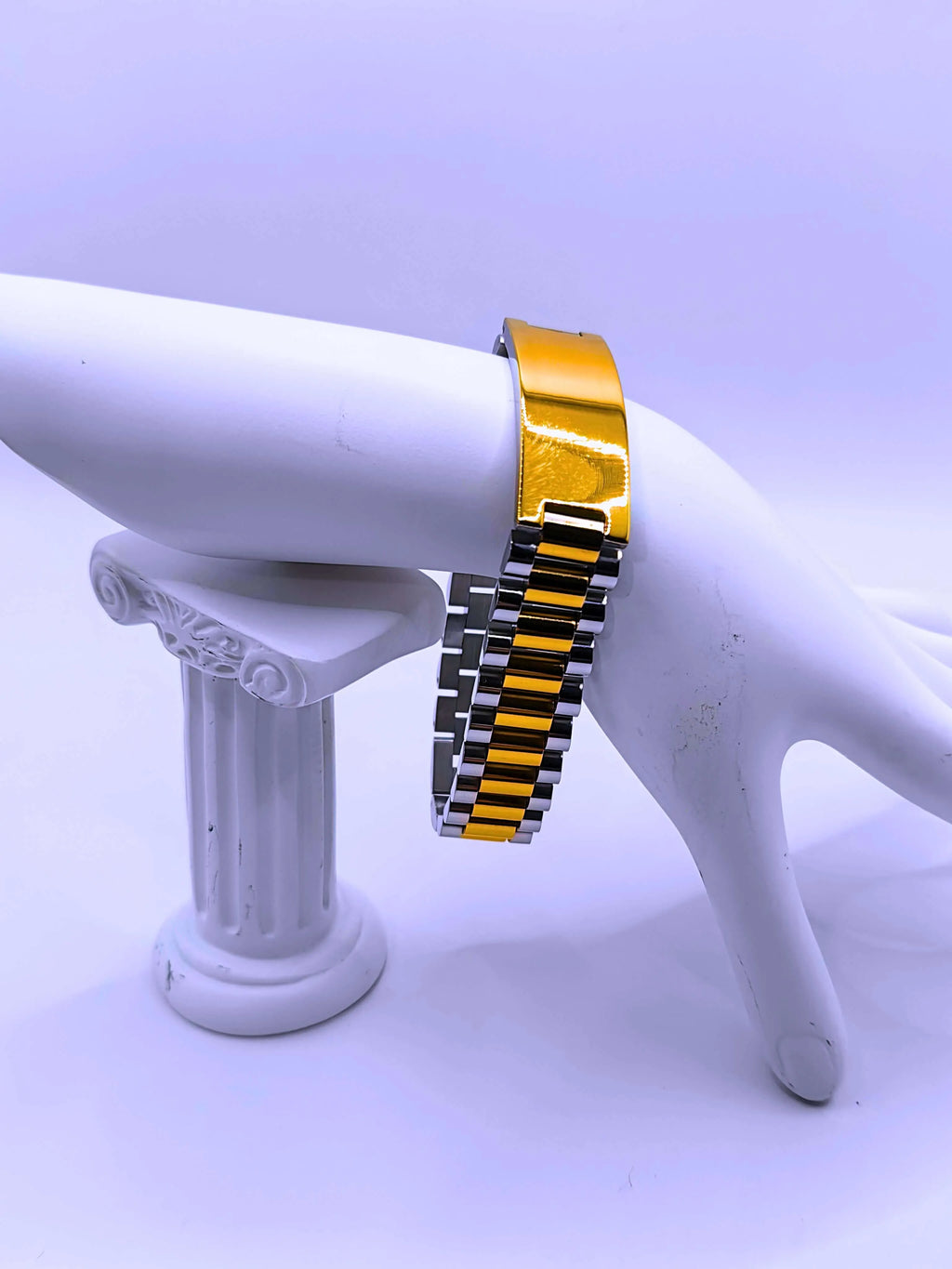 Stainless Steel Bracelet with 10k Gold Clasp, Unisex, Calenbi