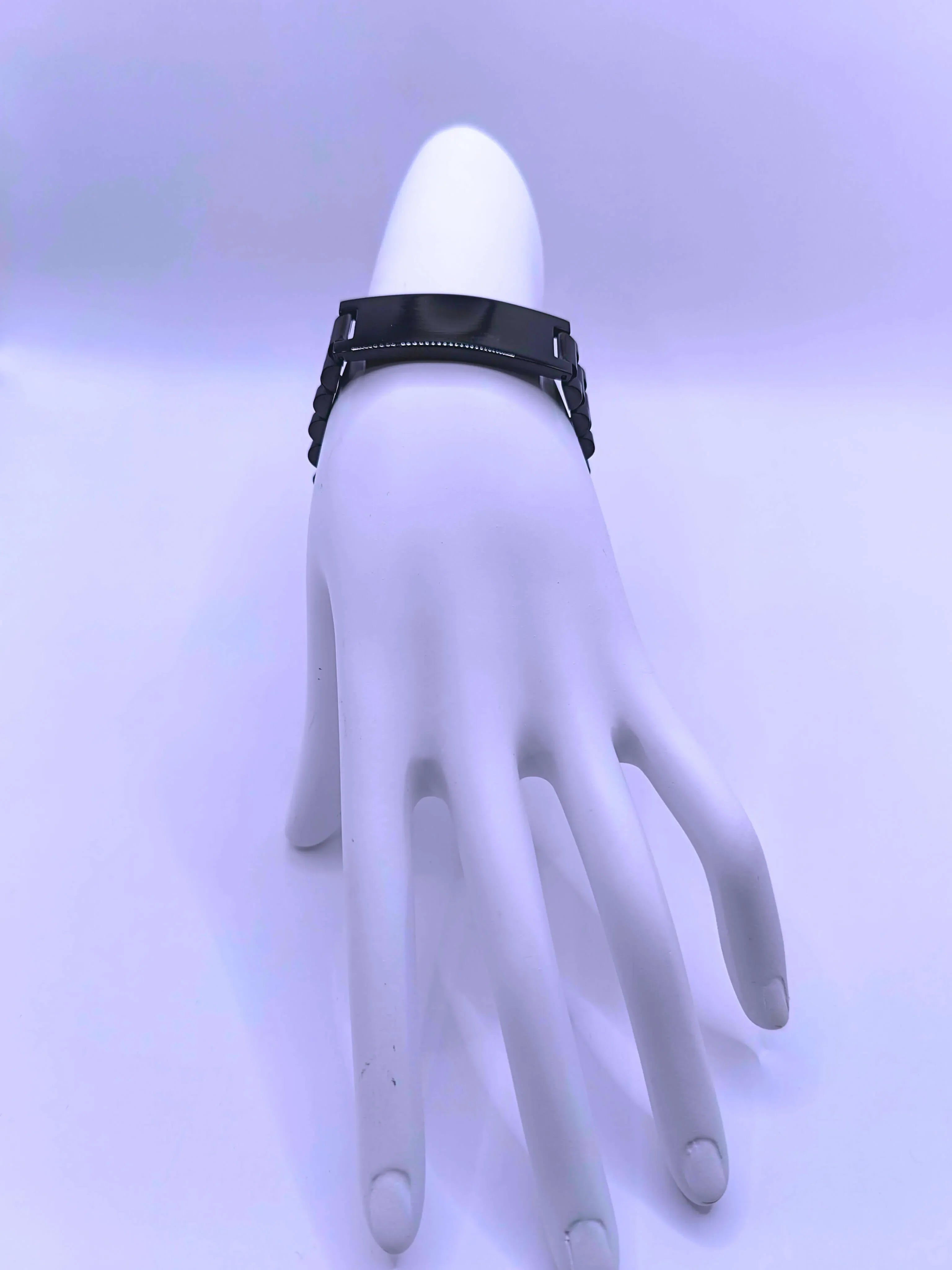 BB0024 - Unisex Stainless Steel Bracelet with Black Clasp by Calenbi