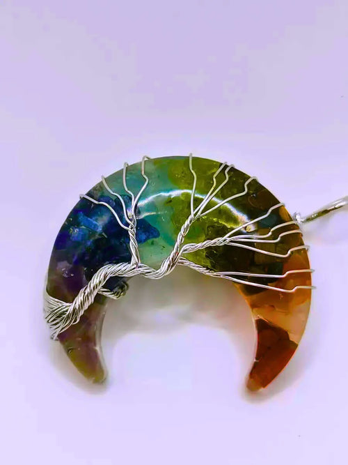 Collar y Dije Luna Siete Chakras Opalo Natural Calenbi