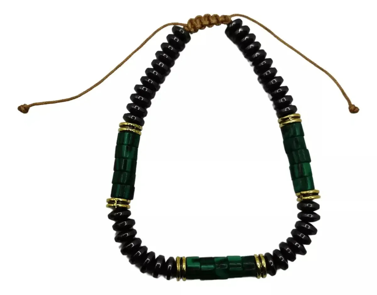 Calenbi Adjustable Copper Bracelet with Jade Green Beads