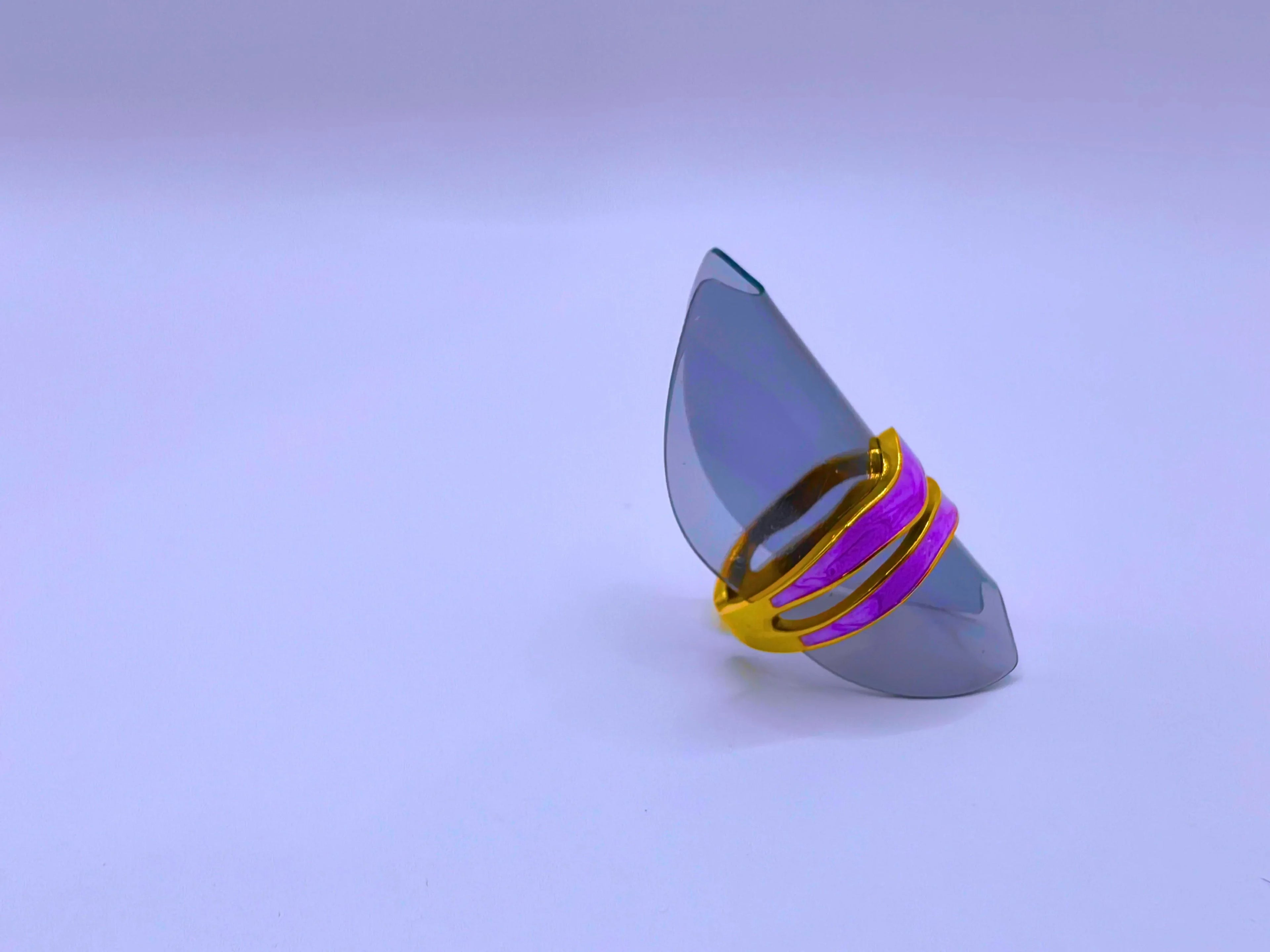 Stainless Steel Ring with Black Epoxy Coating and 10k Gold Plating by Calenbi