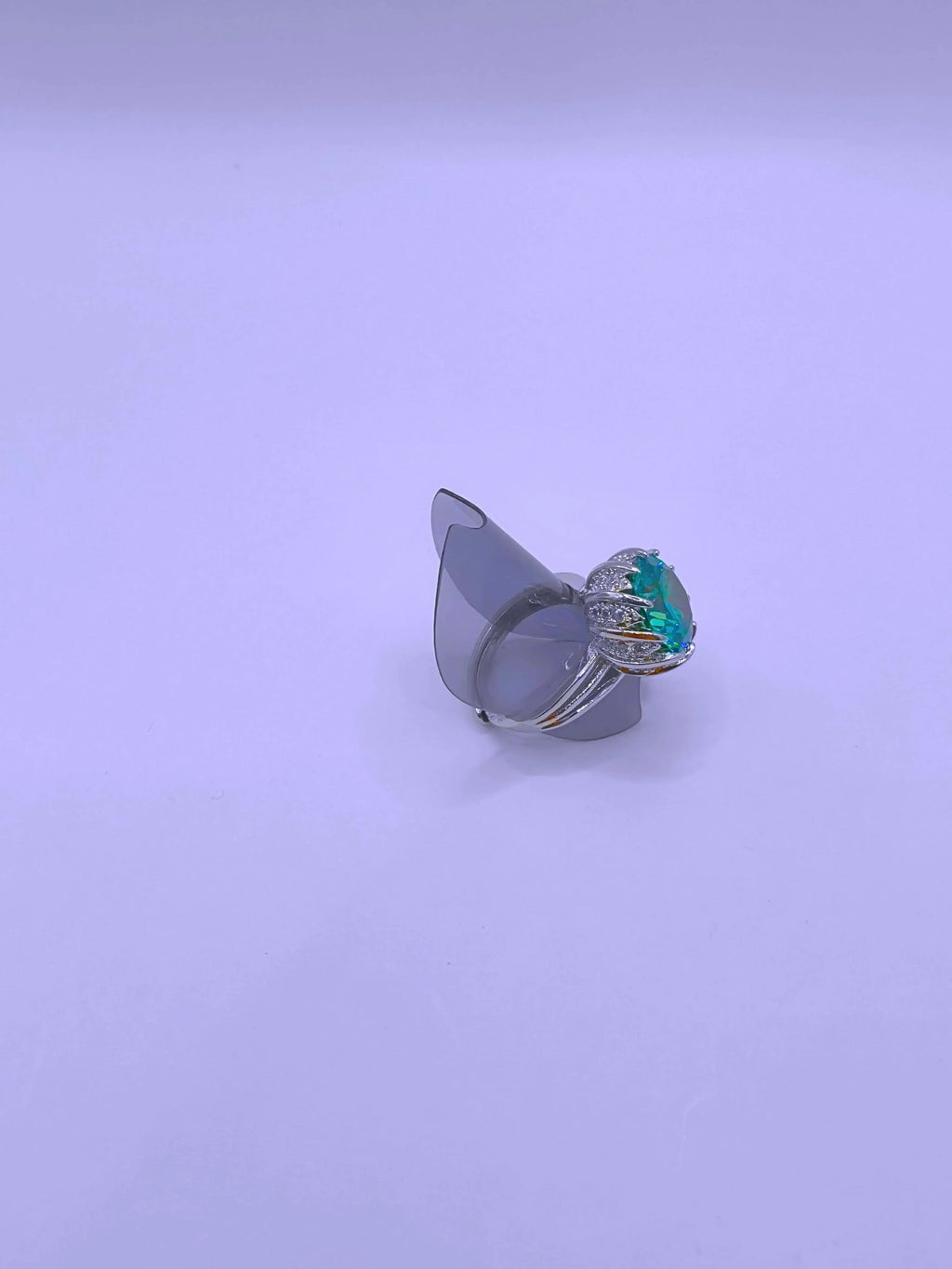 Anillo Aleación Circonita Cubica Turquesa Ajustable Calenbi