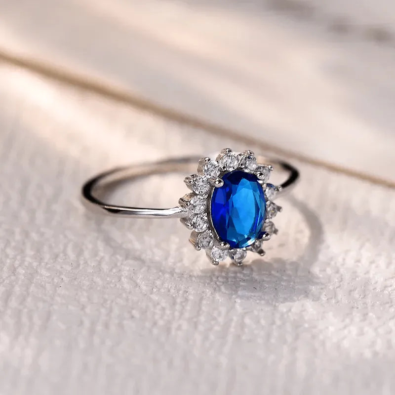 Anillo S925 Ley "Renacer Espiritual" Circonita Cubica Azul Calenbi