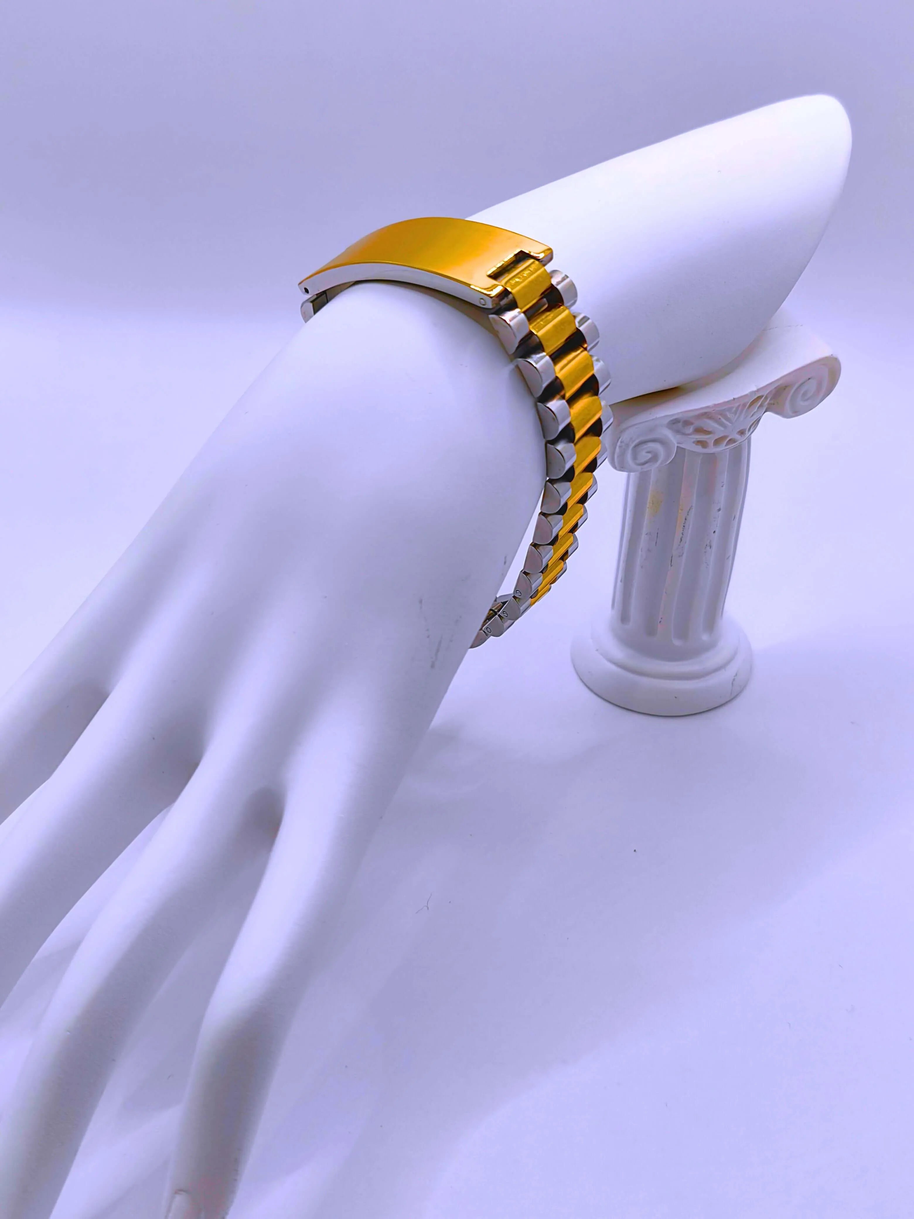 Stainless Steel Bracelet with 10k Gold Clasp, Unisex, Calenbi