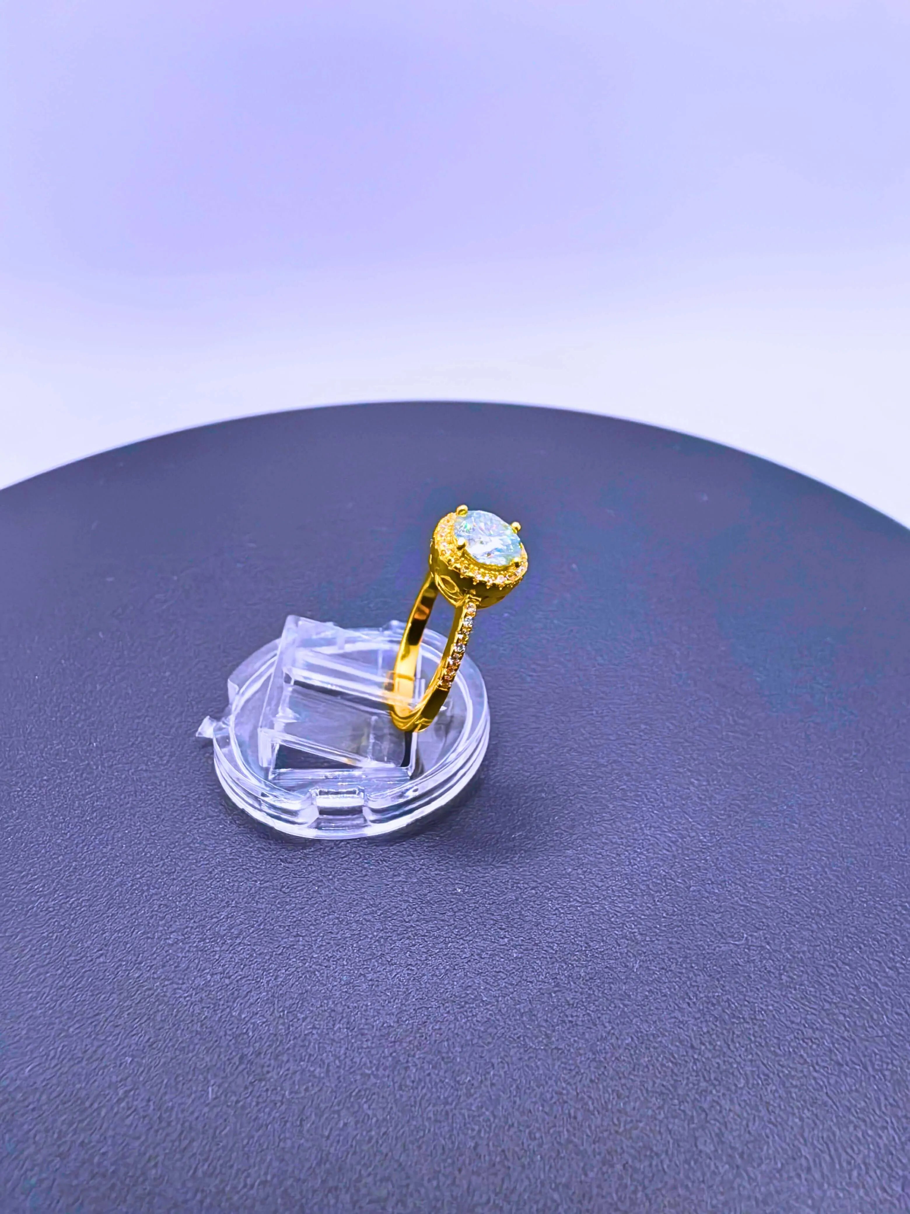 S925 Sterling Silver "Engagement" Ring MOISSANITE 14k Gold Plated Calenbi