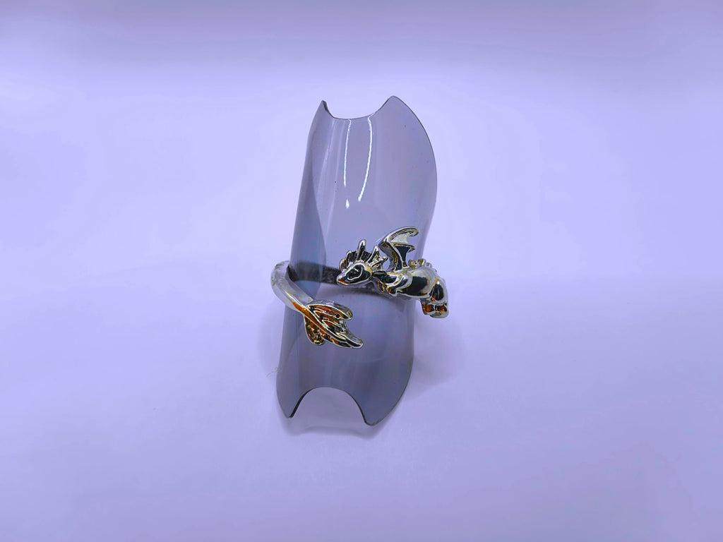 Calenbi Adjustable Silver-Plated Zinc Dragon Ring