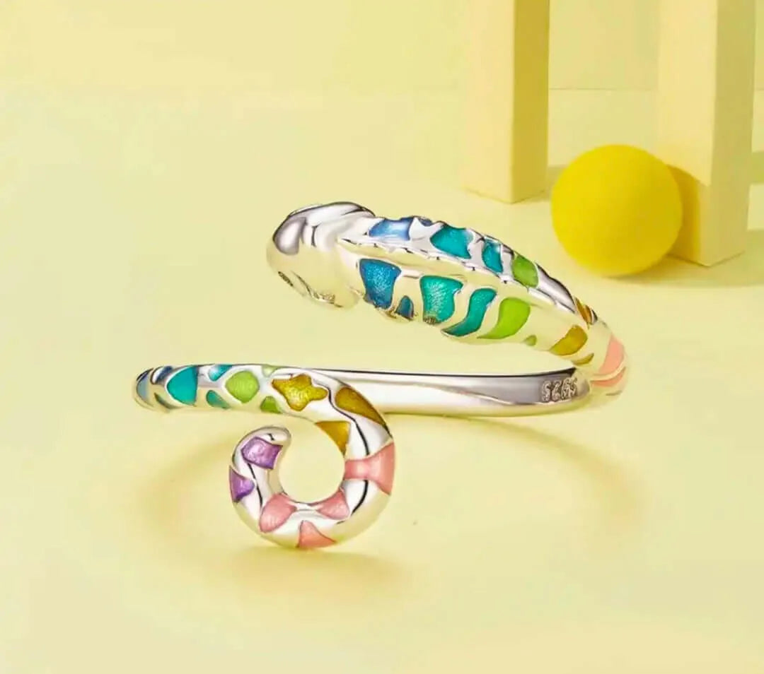 S925 Sterling Silver "Chameleon" Adjustable Epoxy Resin Ring by Calenbi