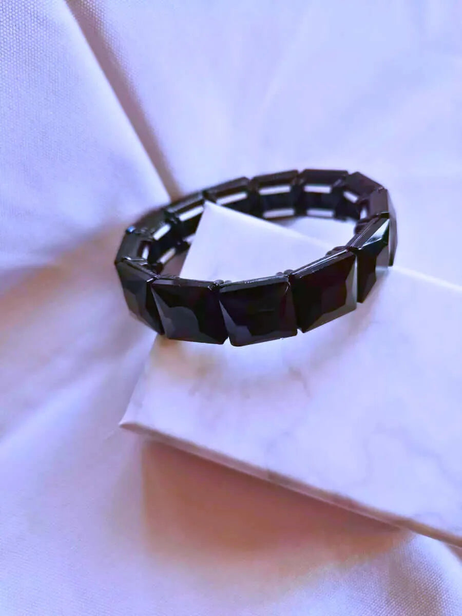 Copper Bracelet with Cubic Zirconia, Colorful Elastic Gold Color, Calenbi