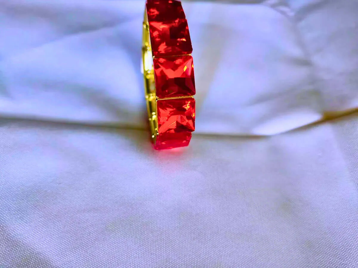 Brazalete Cobre Circonita Cubica Colores Elástica Dorado Calenbi