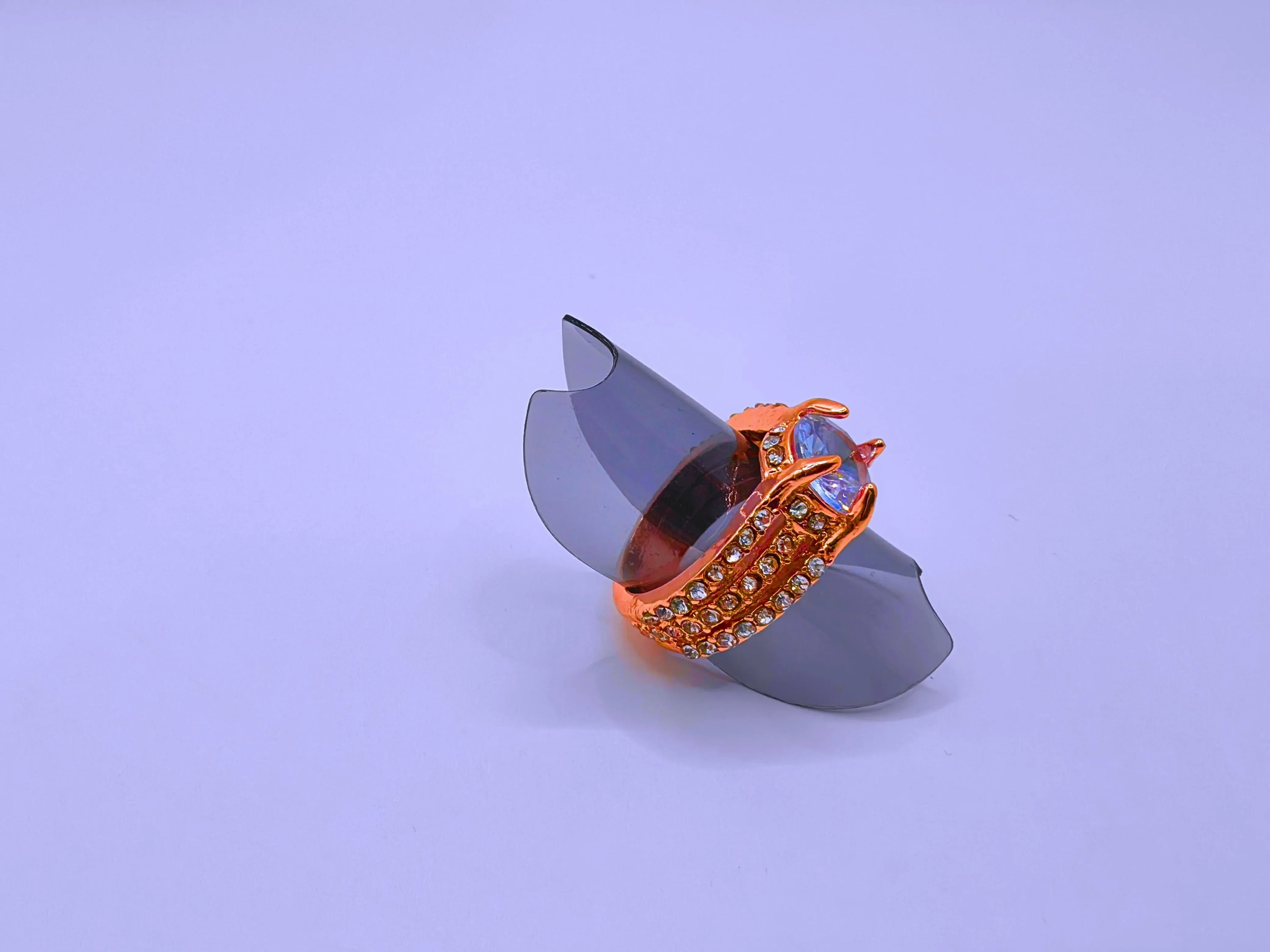 Modern Copper Ring with Cubic Zirconia and 14k Gold Plating by Calenbi