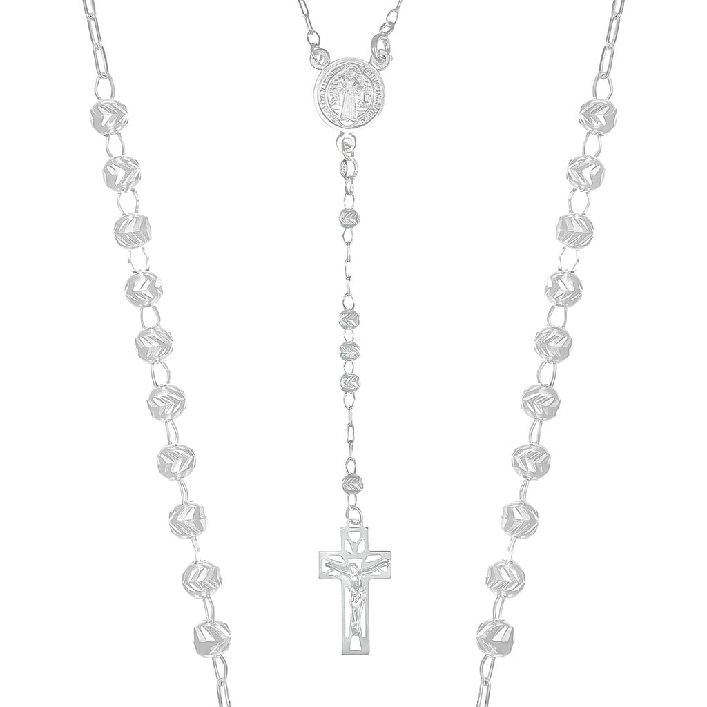 925 Sterling Silver Rosary With 55 Cm Diamond Ball
