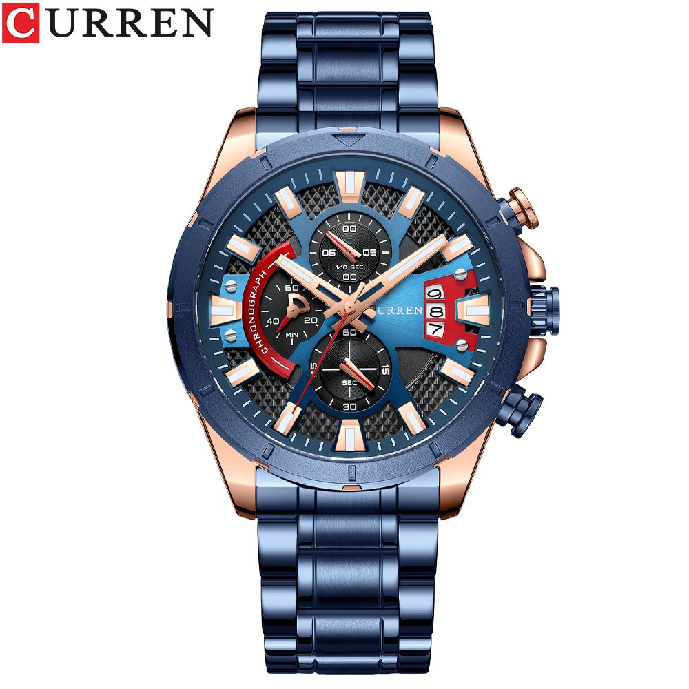 CURREN New Fashion Watches for Men Casual Luminous Brown Face Stainless Steel Band Waterproof 8401 XH Without Box