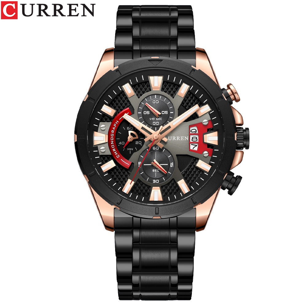 CURREN New Fashion Watches for Men Casual Luminous Brown Face Stainless Steel Band Waterproof 8401 XH Without Box