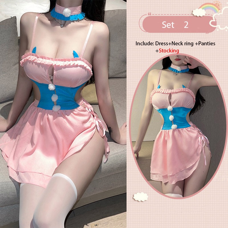 Lolita porn maid uniform babydoll pink dress erotic lingerie role-playing women sexy lingerie maid cosplay costumes underwear
