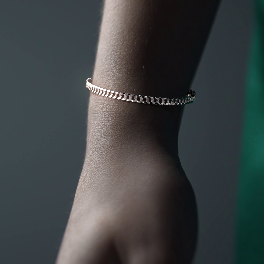 Barbarada 925 Silver Bracelet 18cm 3.2mm Gauge Italian