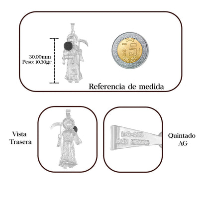 Dije De Plata 925 De Dije De La Santa Muerte 4.6 Cm